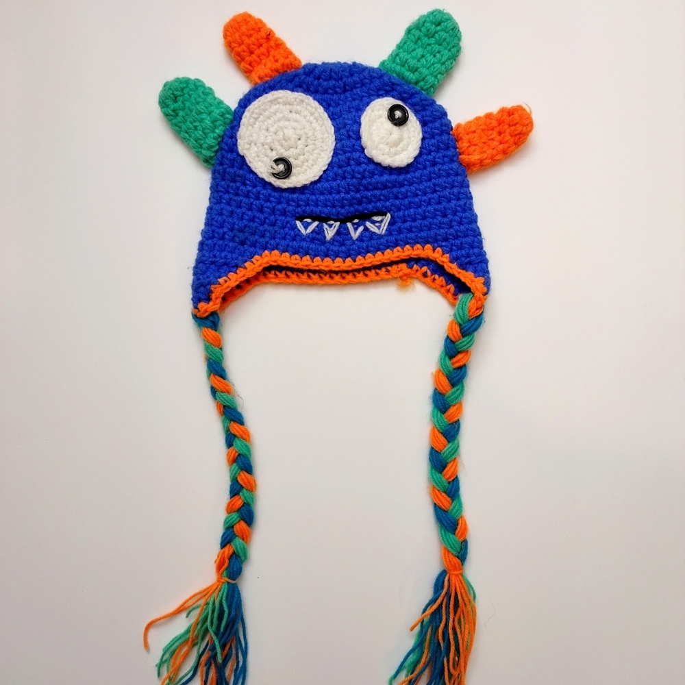 Cute Baby Monster Crochet Knit Toddler Hat with Ear Flap